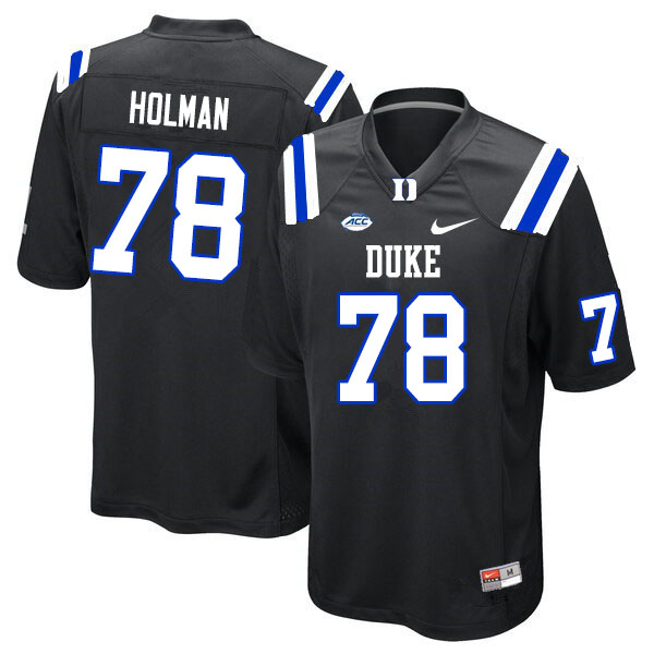 Men #78 Casey Holman Duke Blue Devils College Football Jerseys Sale-Black